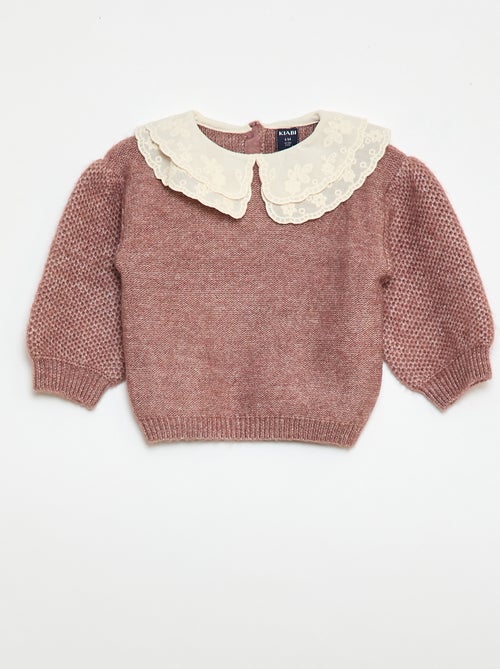 Pull en maille avec col claudine brodé - Kiabi Pull en maille avec col claudine brodé - Kiabi