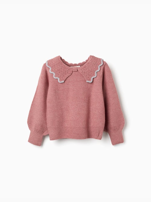 Pull en maille avec col en forme de nœud et lurex - Kiabi