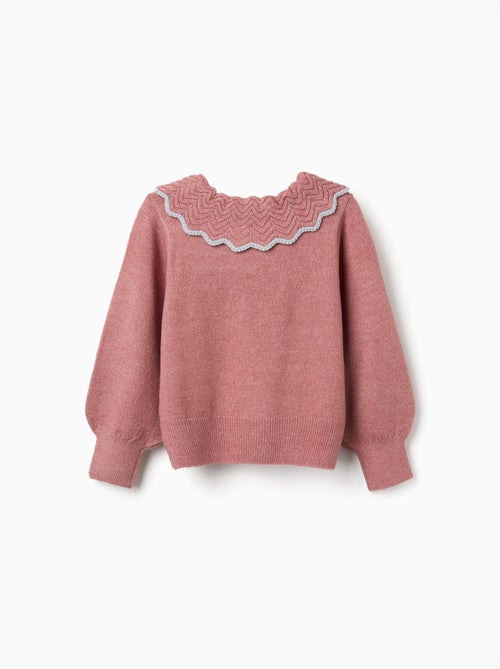 Pull en maille avec col en forme de nœud et lurex - Kiabi