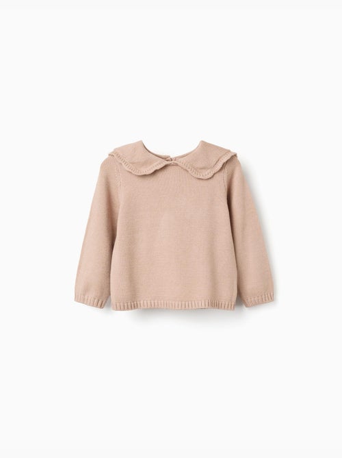 Pull en maille avec col festonné - Kiabi