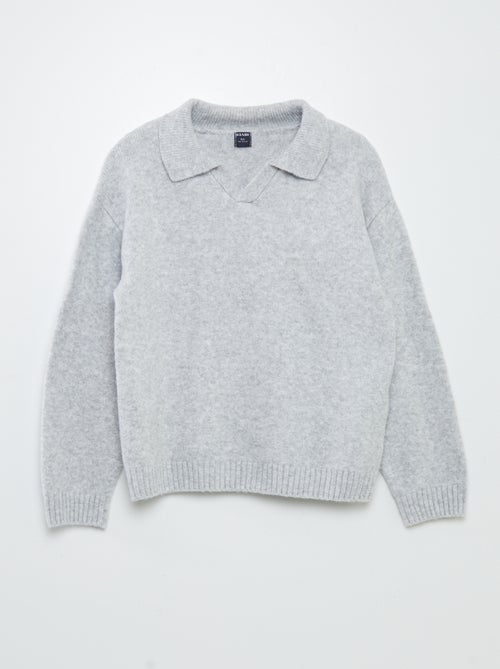 Pull en maille avec col polo - Kiabi