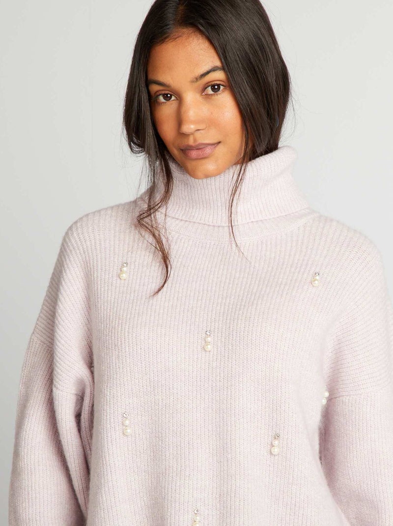 Pull en maille avec col roulé Violet - Kiabi