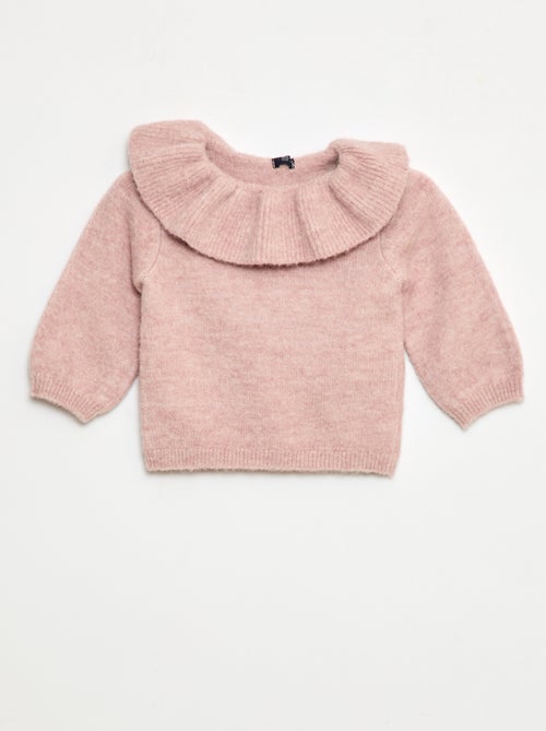 Pull en maille avec collerette côtelée - Kiabi