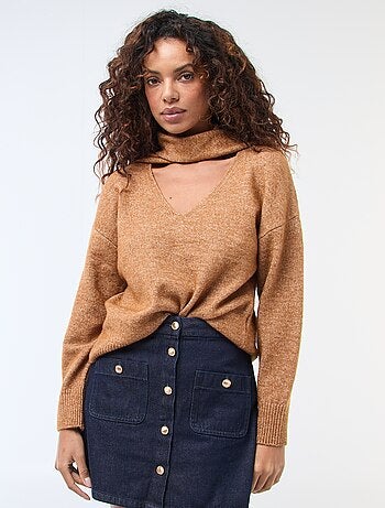 Pull en maille avec écharpe grosse jauge