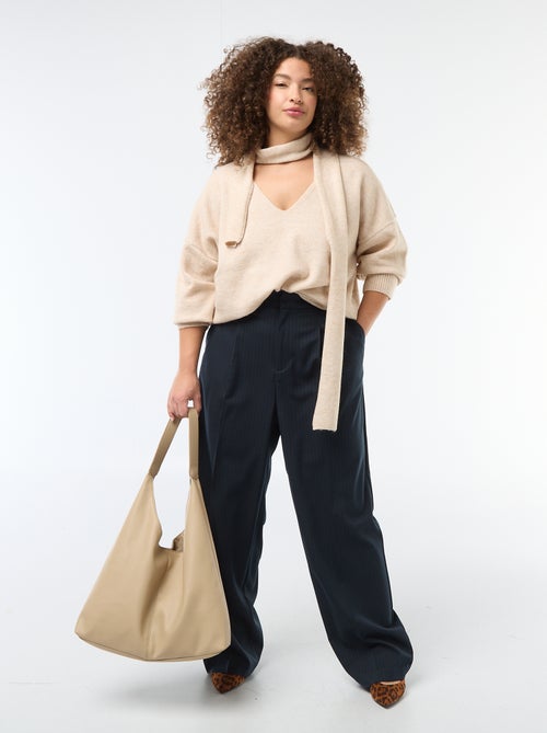 Pull en maille avec écharpe intégrée - Kiabi