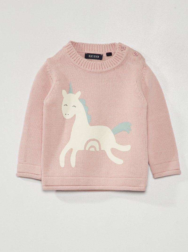 Pull en maille avec licorne Rose - Kiabi
