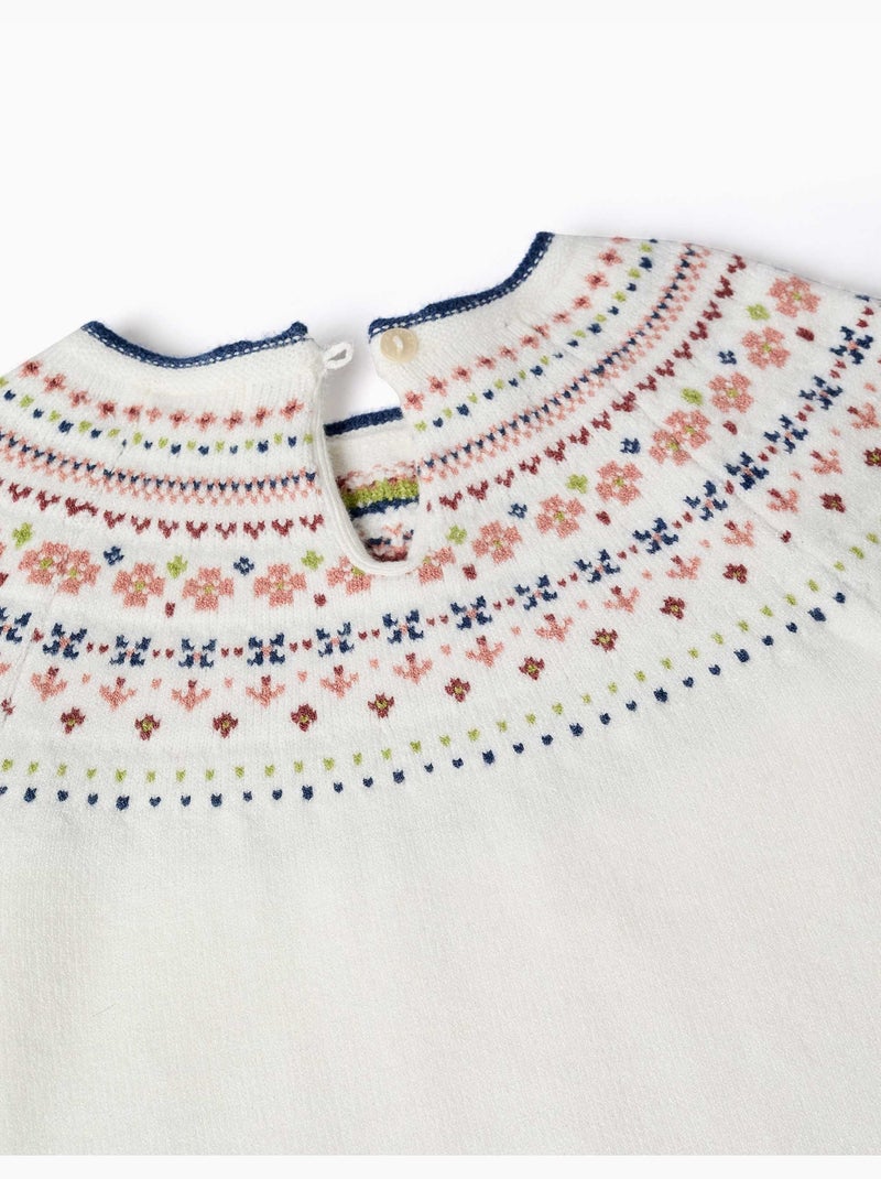 Pull en maille avec motif jacquard Blanc - Kiabi
