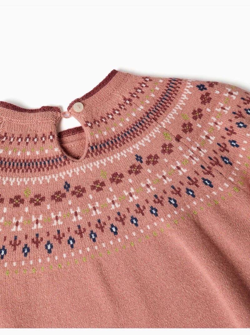 Pull en maille avec motif jacquard Rose - Kiabi