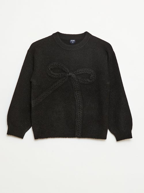 Pull en maille avec nœud en maille torsade devant - Kiabi