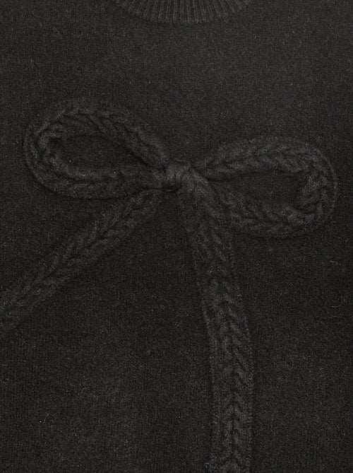 Pull en maille avec nœud en maille torsade devant - Kiabi