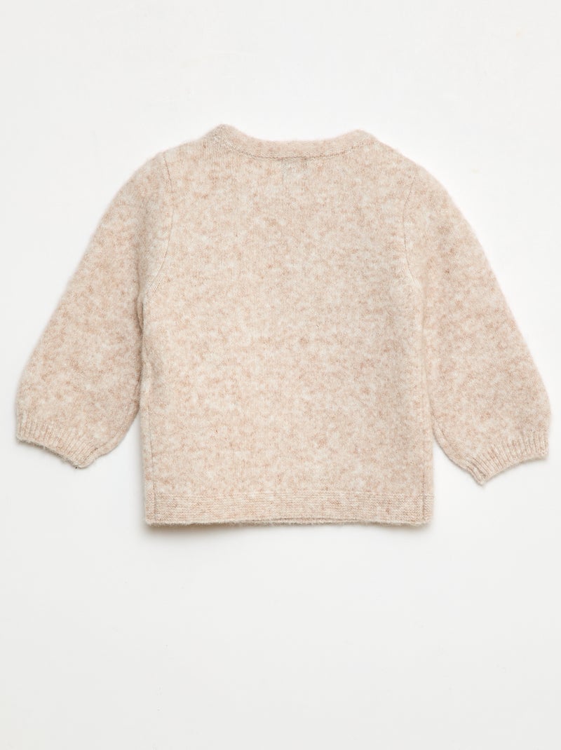 Pull en maille avec nœud fantaisie devant Beige - Kiabi