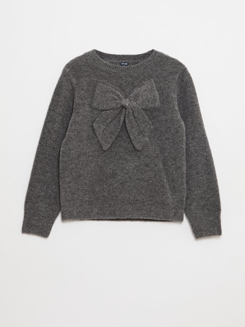 Pull en maille avec nœud fantaisie devant - Kiabi