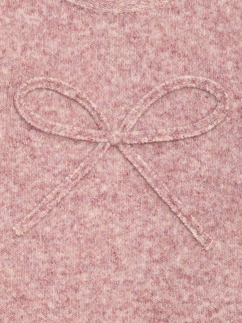 Pull en maille avec nœud fantaisie devant Rose - Kiabi