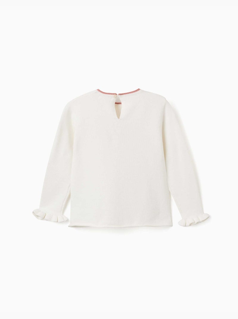 Pull en maille avec nœud jacquard Blanc - Kiabi