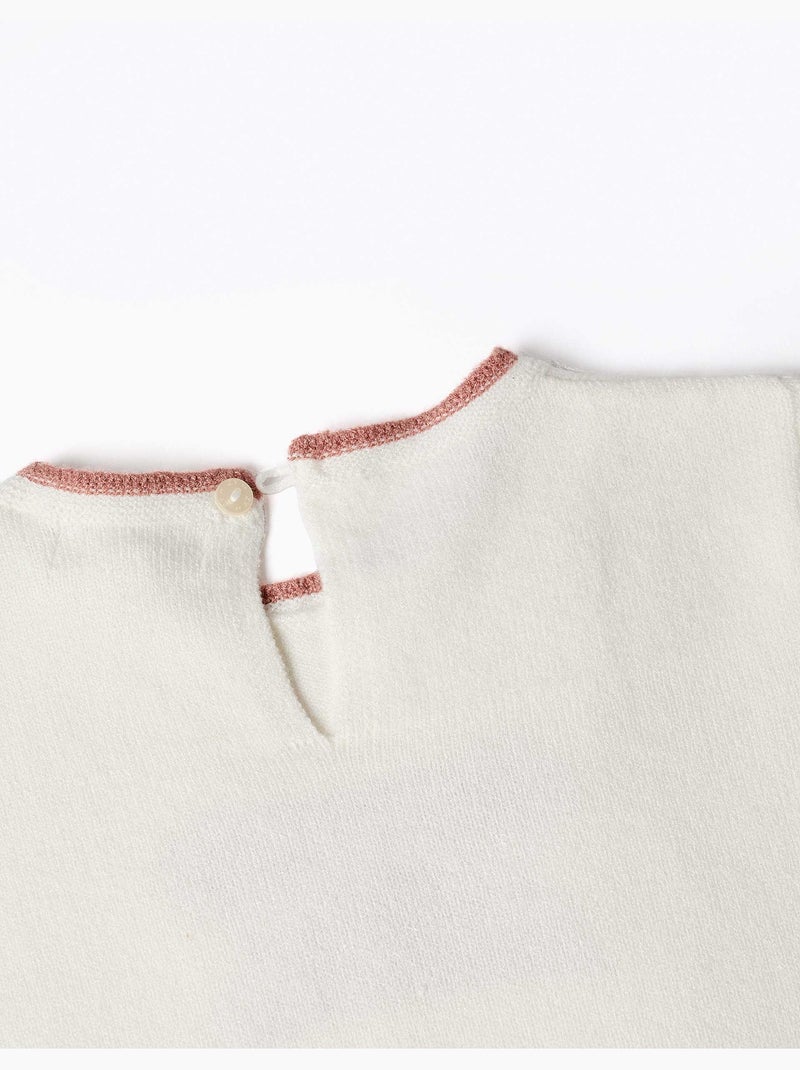 Pull en maille avec nœud jacquard Blanc - Kiabi