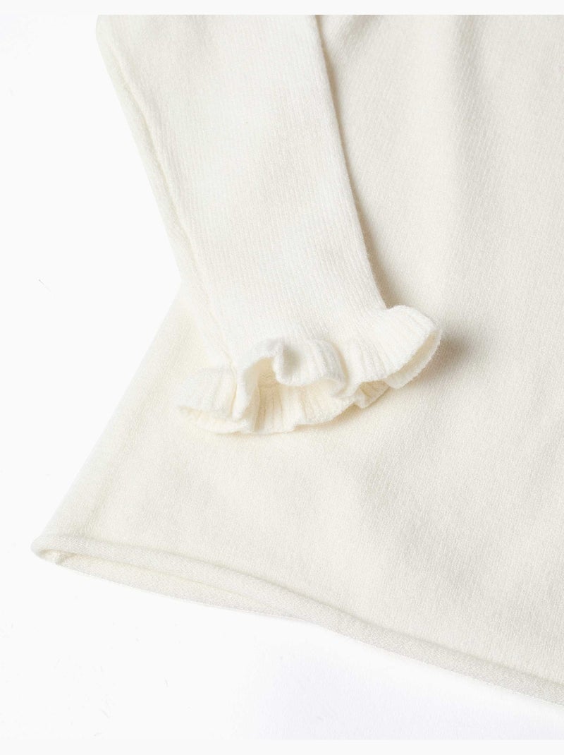 Pull en maille avec nœud jacquard Blanc - Kiabi