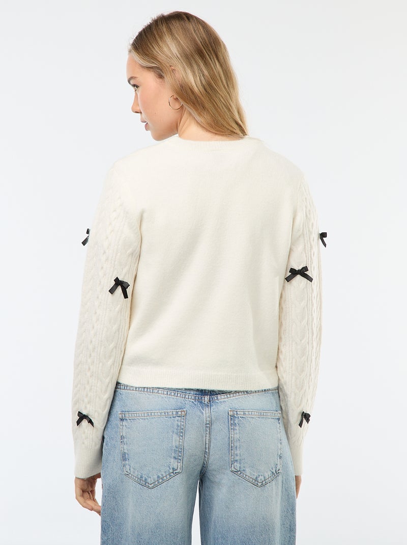 Pull en maille avec nœuds Beige - Kiabi