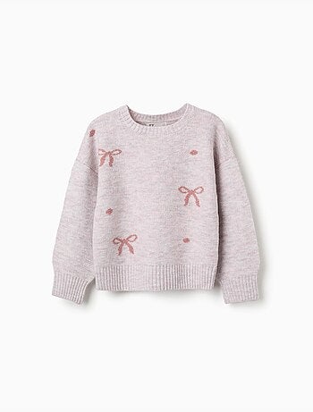 Pull en maille avec nœuds et pois jacquard