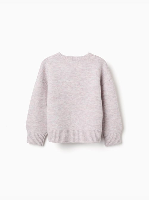 Pull en maille avec nœuds et pois jacquard - Kiabi