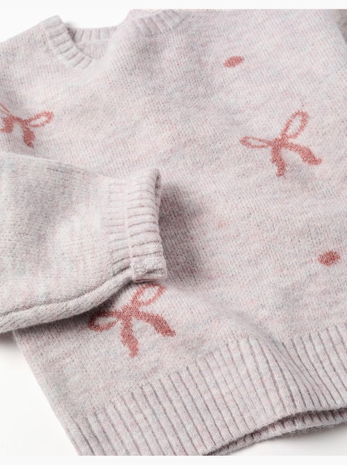 Pull en maille avec nœuds et pois jacquard - Kiabi