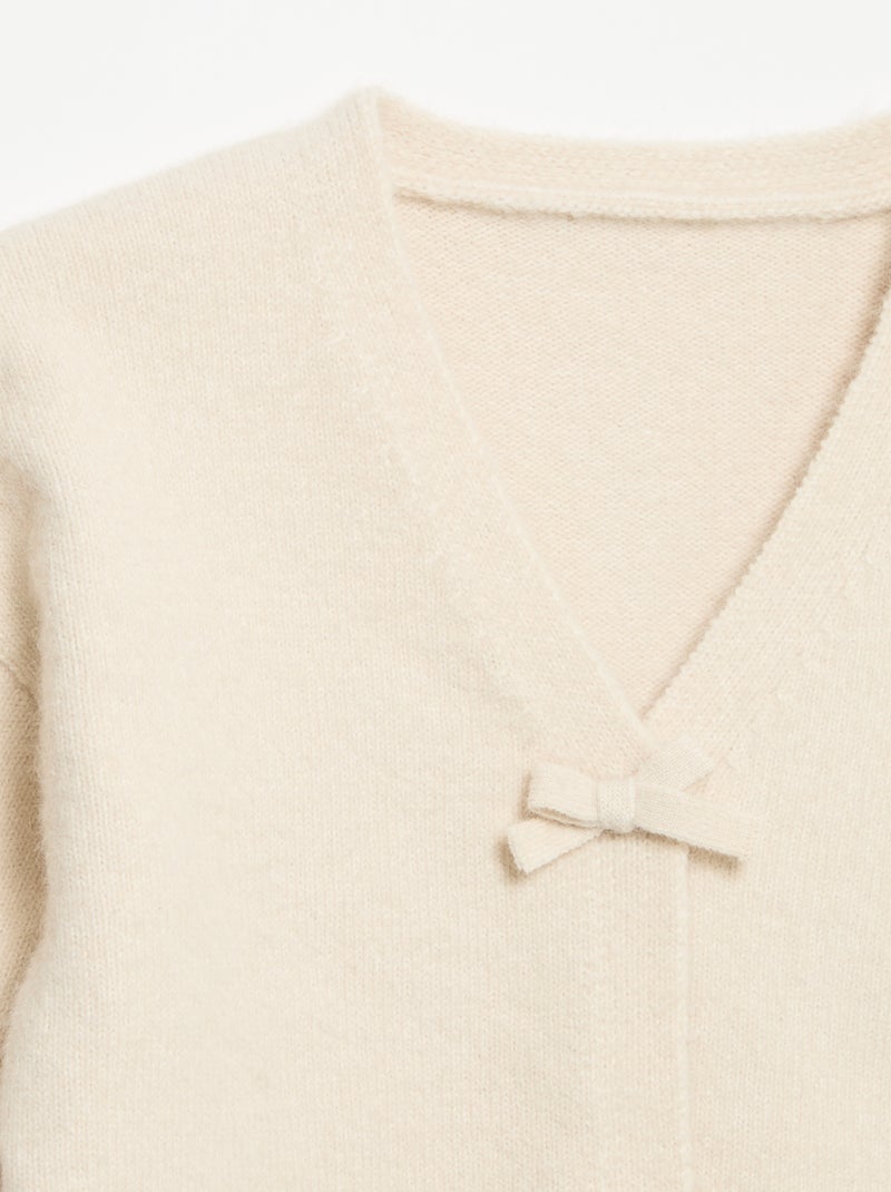 Pull en maille avec ouverture par nœuds Blanc - Kiabi