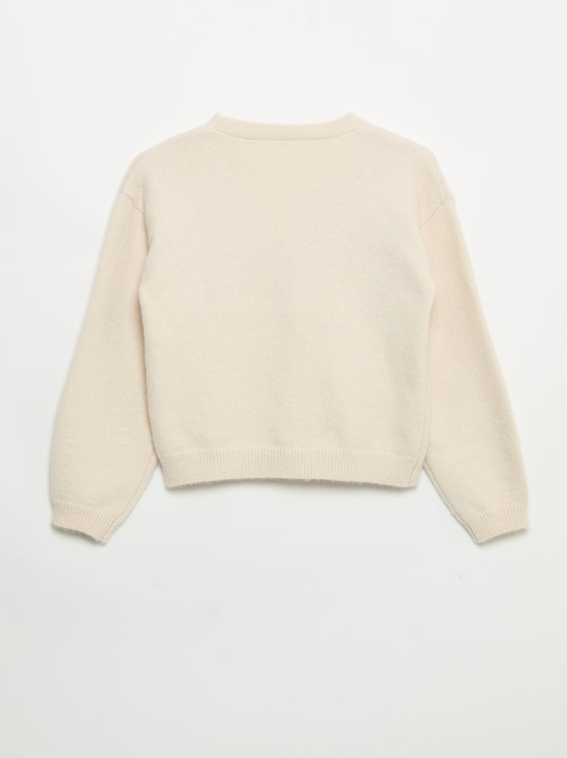 Pull en maille avec ouverture par nœuds Blanc - Kiabi