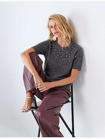 Pull en maille avec strass, mo fashion