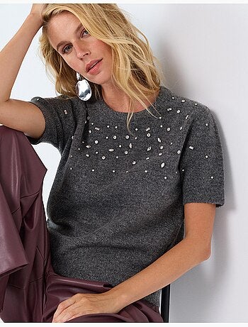 Pull en maille avec strass, mo fashion