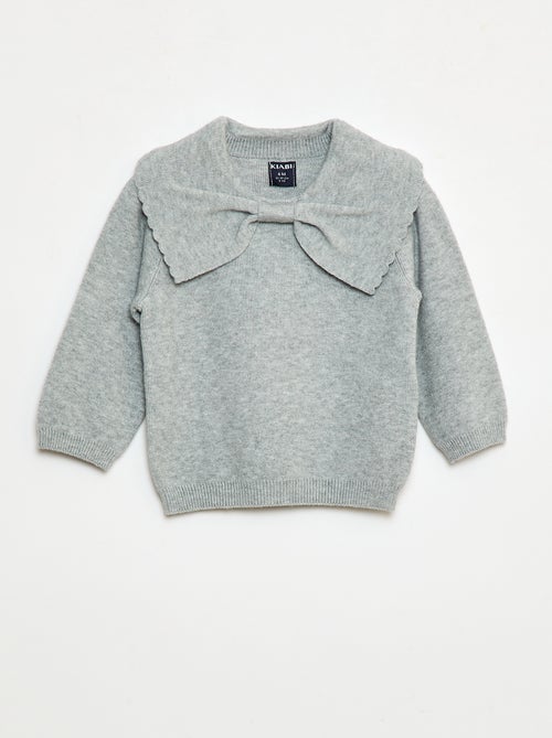 Pull en maille avec un large nœud fantaisie devant - Kiabi