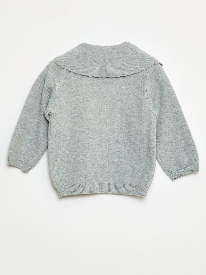 Pull en maille avec un large nœud fantaisie devant Gris - Kiabi