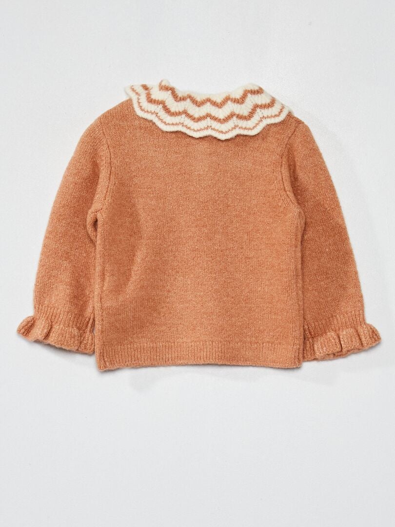 Pull En Maille Avec Volants Marron Brun Kiabi