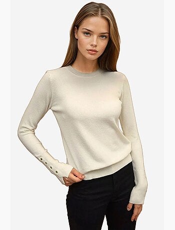 Pull en maille boutonnée à col rond hiccup