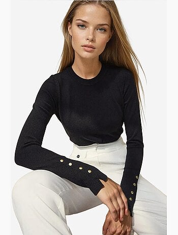 Pull en maille boutonnée à col rond hiccup