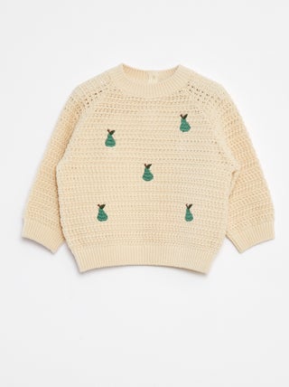 Pull en maille broderies 'poire'