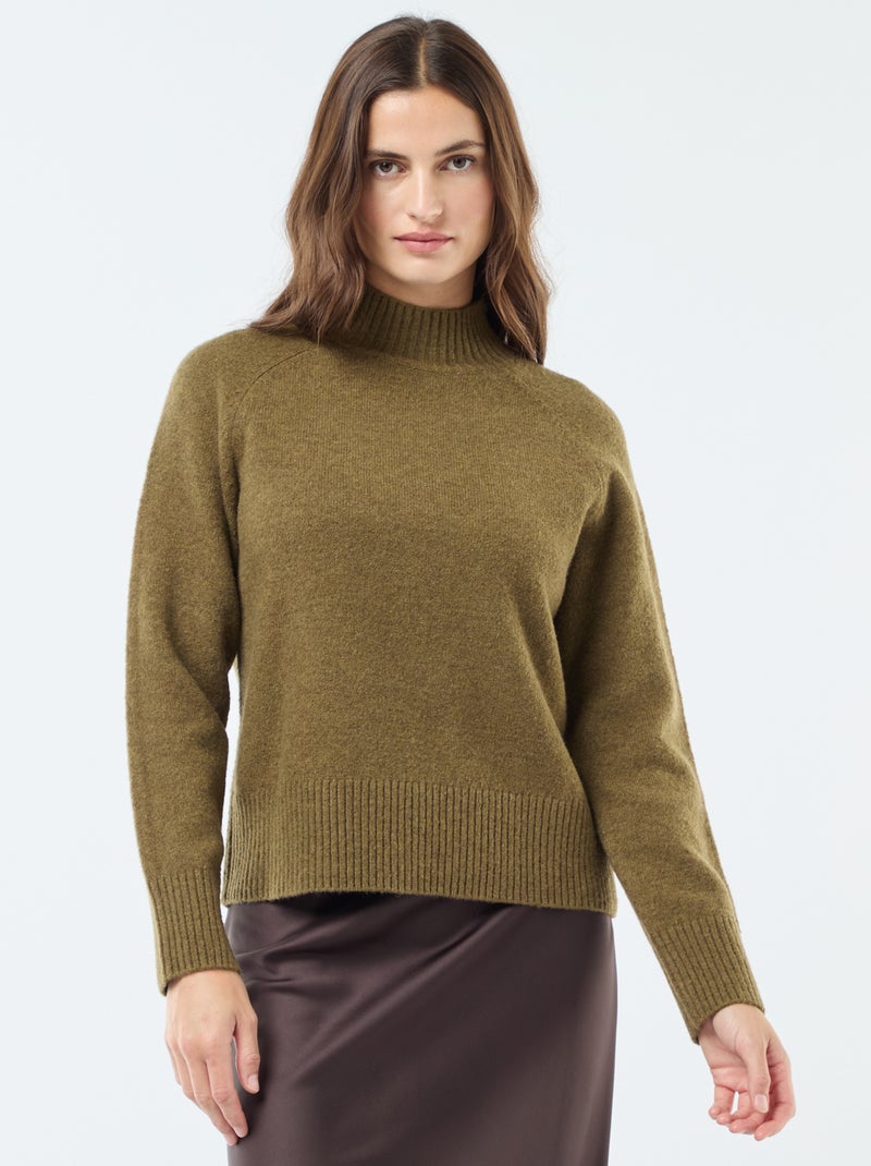 Pull en maille col montant - Kaki - Femme - 0.00€ - Kiabi