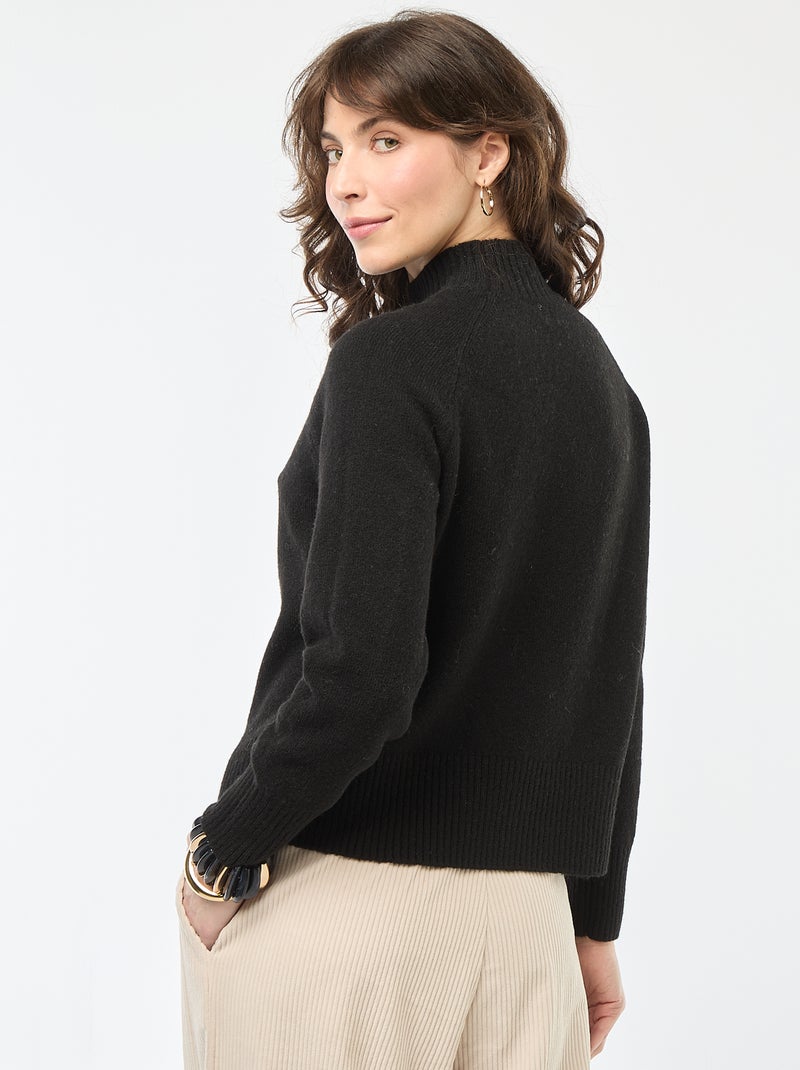 Pull en maille col montant - Noir - Femme - 0.00€ - Kiabi