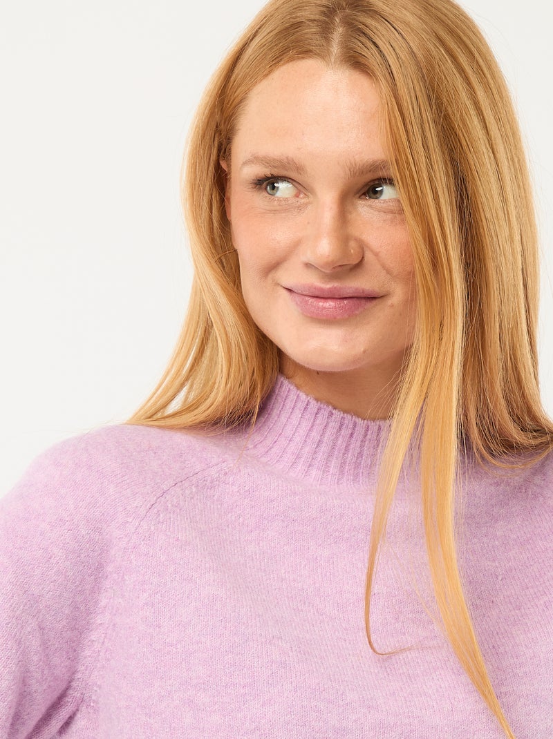 Pull en maille à col rond - Violet - - 12.00