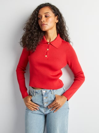 Pull en maille col polo