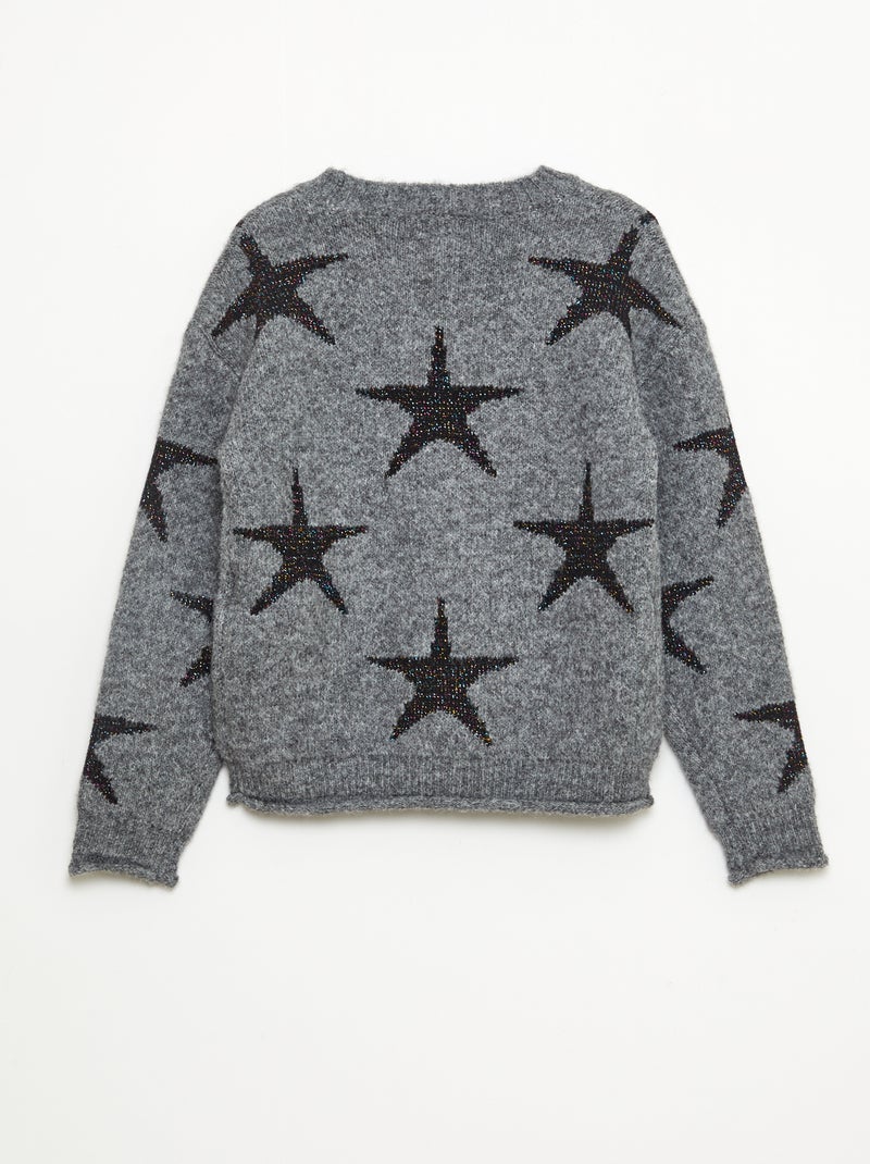 Pull en maille col rond Gris - Kiabi