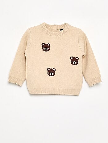 Pull en maille compacte avec broderies animaux