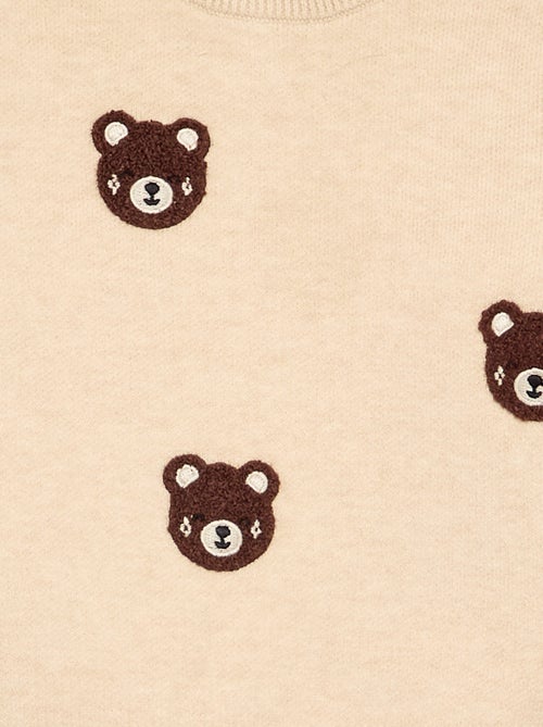 Pull en maille compacte avec broderies animaux - Kiabi