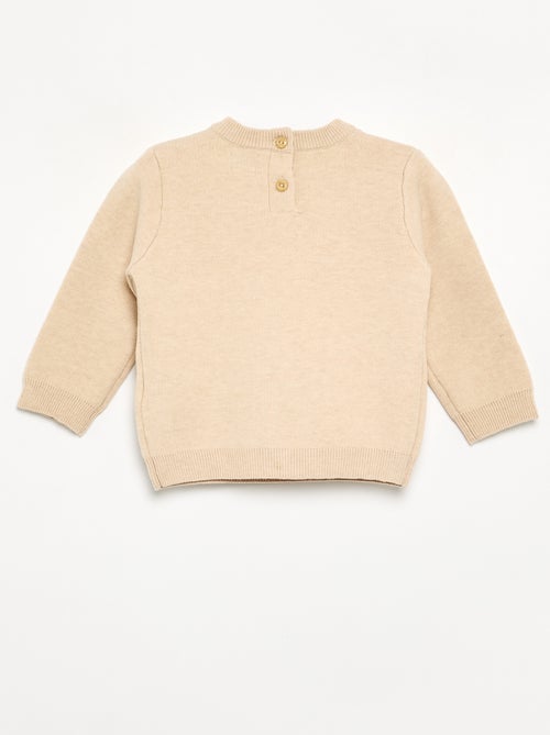 Pull en maille compacte avec broderies animaux - Kiabi
