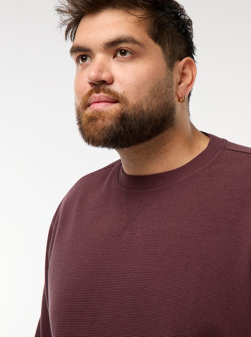 Pull en maille côtelée et col rond - Kiabi