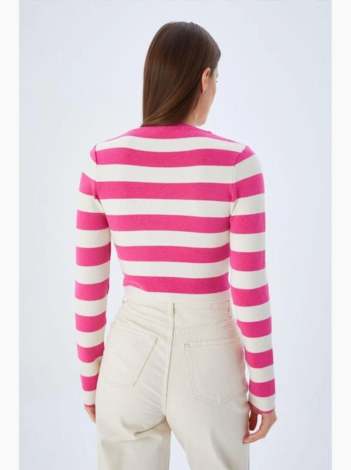 Pull en maille côtelée rayée mixray - Kiabi