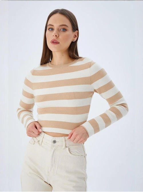 Pull en maille côtelée rayée mixray - Kiabi