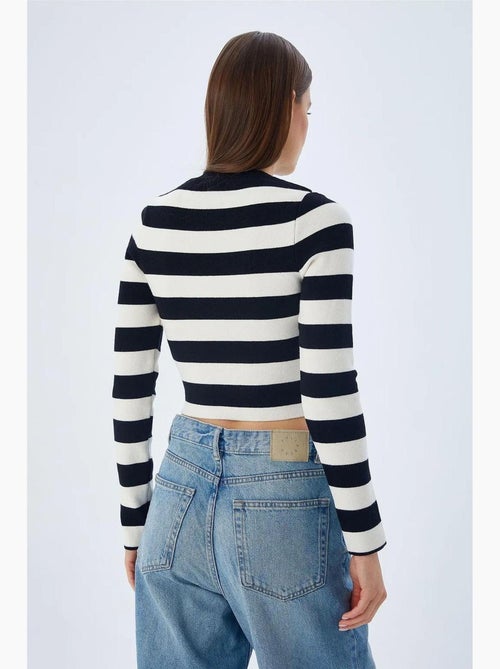 Pull en maille côtelée rayée mixray - Kiabi