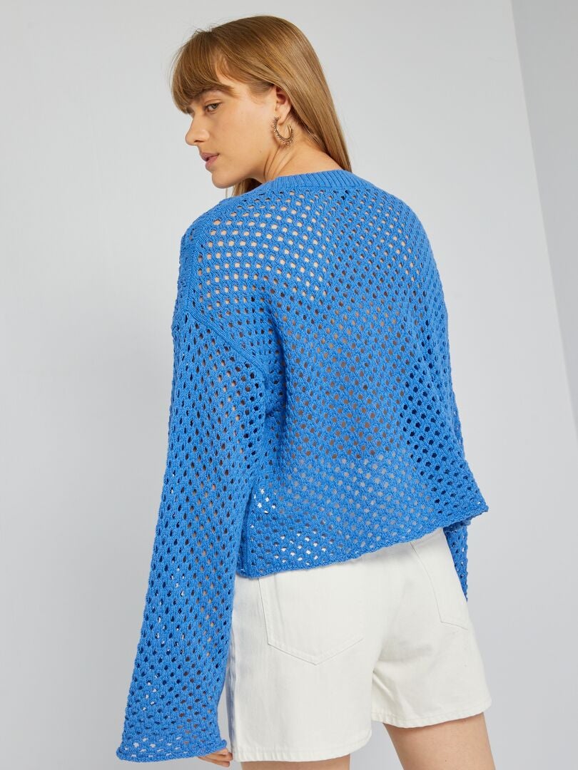 Pull HEINE Maille Crochet Gris - Taille 38/40 (L), Occasion Très Bon état, Style Décontracté