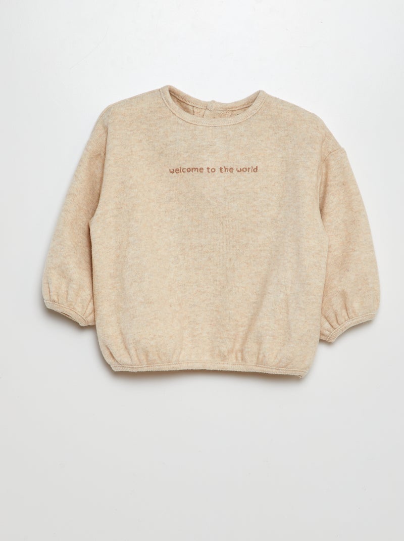 Pull en maille doudou Beige - Kiabi
