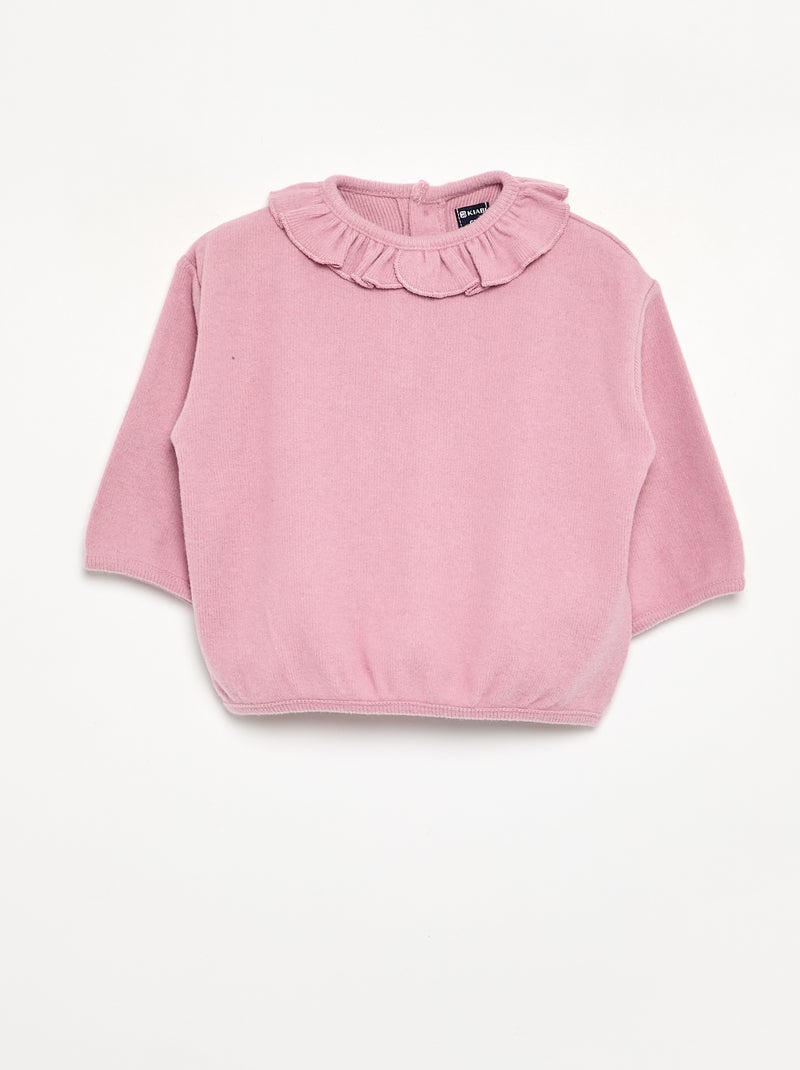Pull en maille doudou Rose - Kiabi