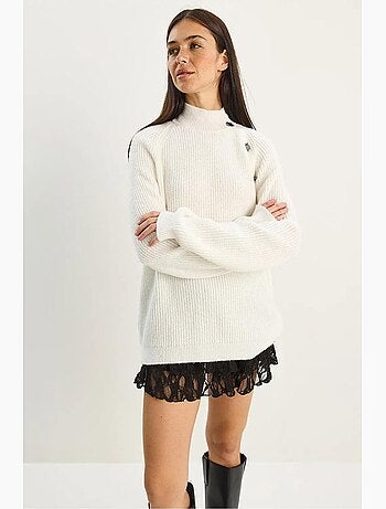 Pull en maille épaisse à col roulé court lucci